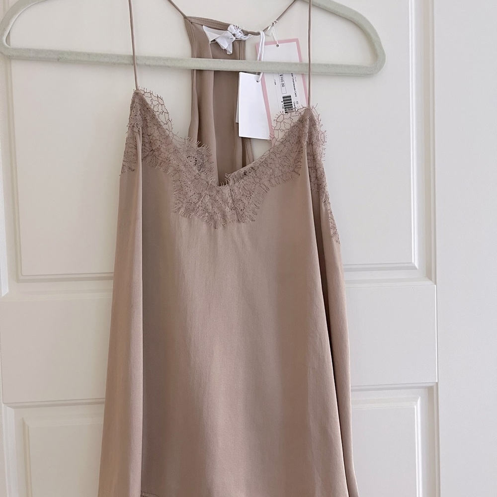 Cami nyc silk champagne racer tank xs NWT